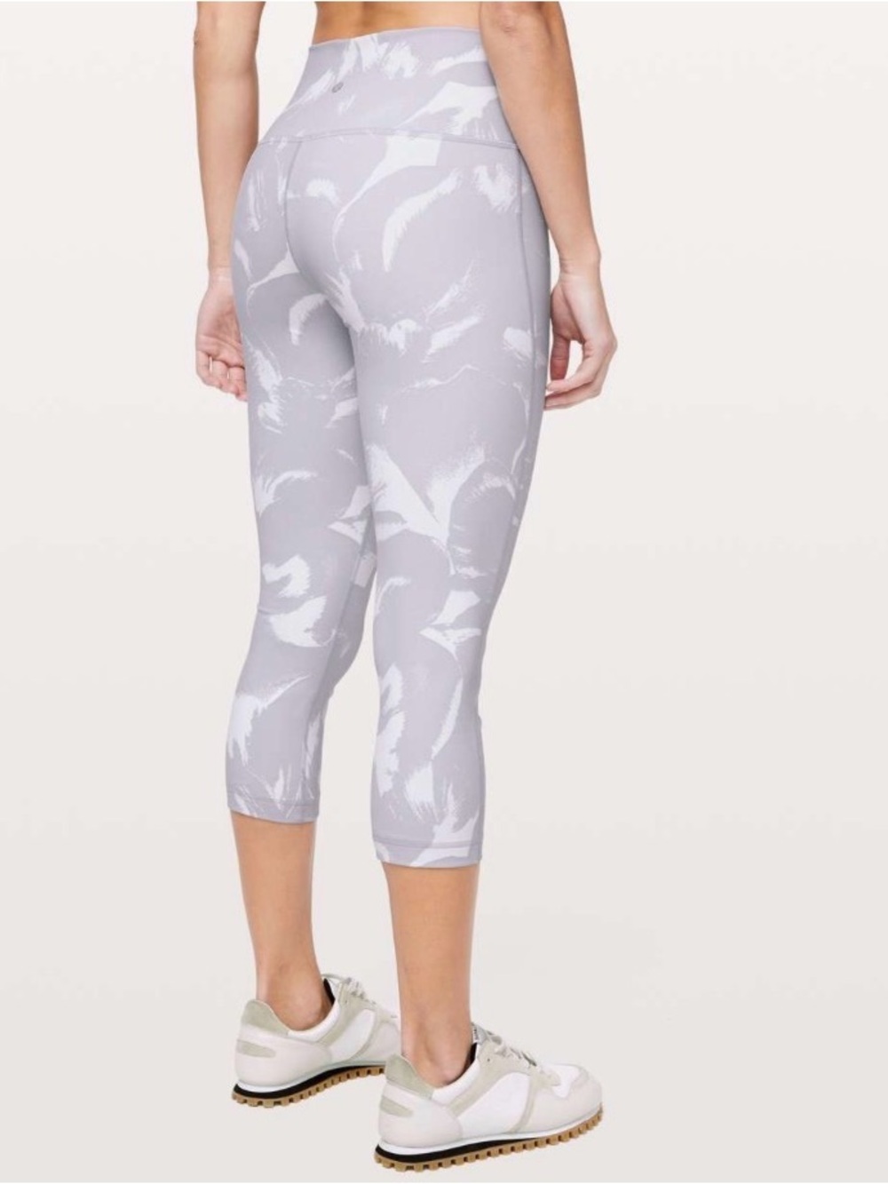 Lululemon Wunder Under Crop (High-Rise) *Full-On Luon 21" White Silver sz 8